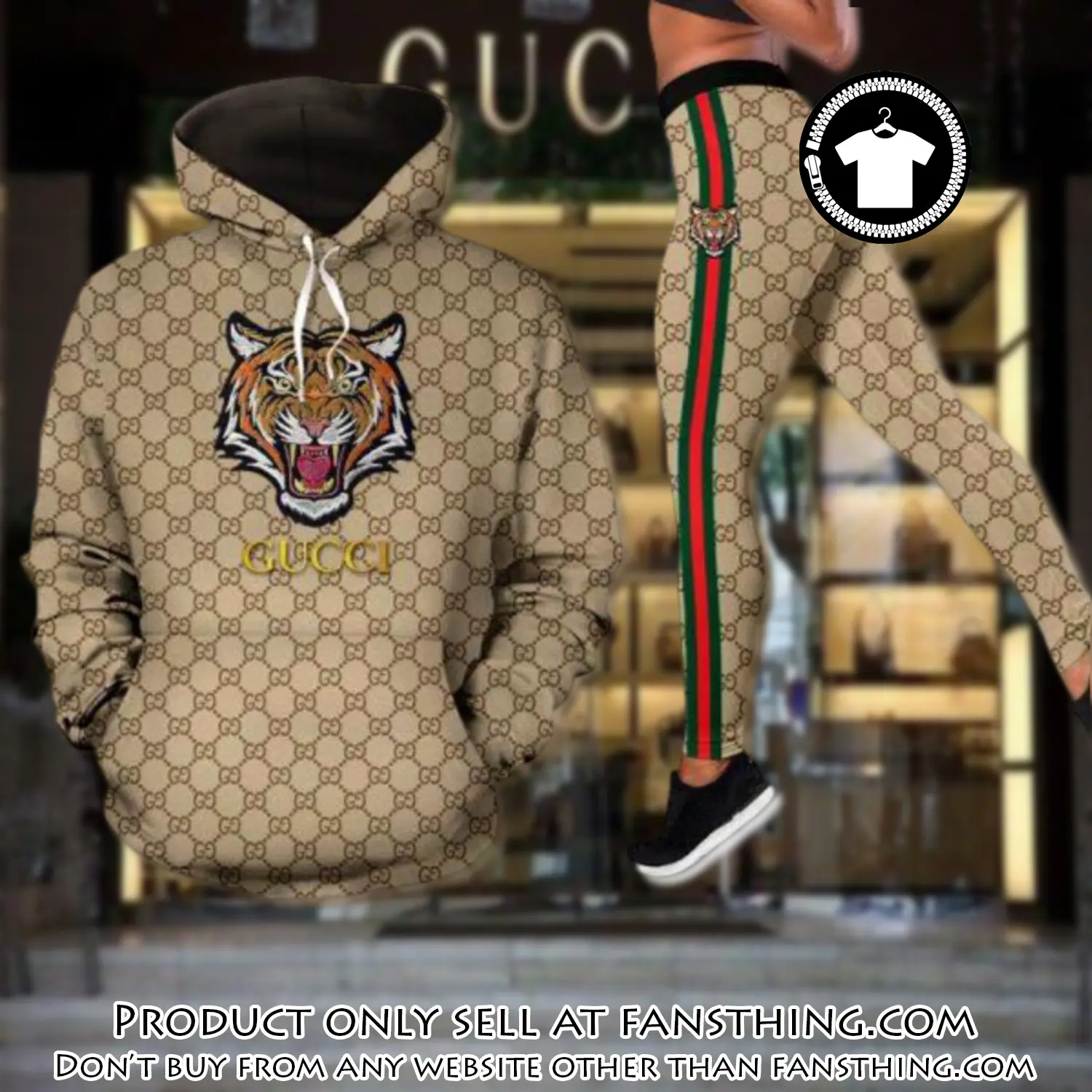 Gucci tiger hoodie legging set luxury for women fst5507001